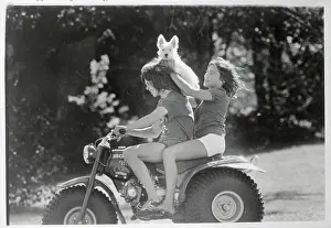 Youngsters and Dog On Motor Bike