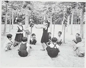 Taiwan Prints: Youngsters Playing Blind Man's Buff Outdoors