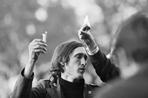 Youth Burning Draft Card at Protest