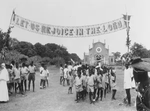 Sudan Prints: Youth Congregated Under Religious Banner in Sudan