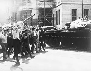 Bratislava Prints: Youth March Past Tanks In Protest