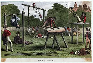 Gymnasium Prints: Youths Playing On Outdoor Gym Equipment