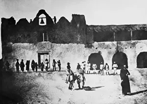 Priest Prints: Ysleta Tiguas Outside Church of San Antonio De Padua