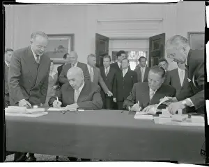 Belgrade Prints: Yugoslavian Leaders in Conference During Treaty Agreement