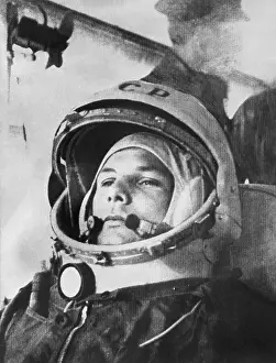 Flight Helmet Prints: Yuri Gagarin Riding a Bus to Spaceship