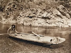 One Person Only Prints: A Yurok In His Dugout Canoe