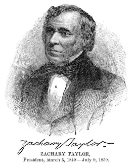 Zachary Taylor - USA President engraving with his signature 1888