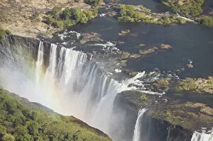 Paul Souders Photography Gallery: Zambezi River flowing over Victoria Falls, aerial view