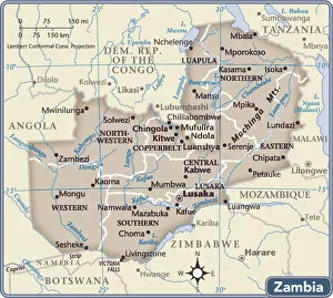 Images Dated 25th June 2018: Zambia country map