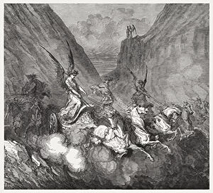 Images Dated 17th September 2017: Zechariahs 8th Vision: The four chariots (Zechariah 6), published 1886