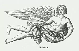 Greek Mythology Decor Prints Gallery: Zephyr, Greek god of the west wind, published 1878