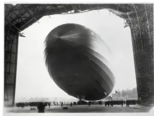 Zeppelin LZ-129 Emerging from Hangar