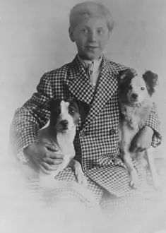 Zeppo Marx Holding Two Dogs